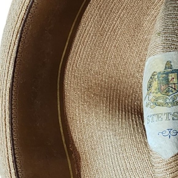 VTG Royal Stetson Fine Straw Hat Pinch Front Fedora Long Oval Made in Canada - Picture 12 of 13